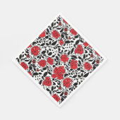 Serviette En Papier Joli motif floral en rouge, noir et blanc (Coin)