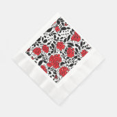 Serviette En Papier Joli motif floral en rouge, noir et blanc (Coin)
