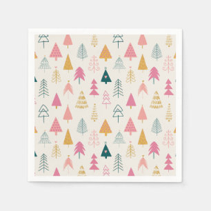 Serviette En Papier Joli Motif rose pâle des arbres de Noël