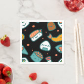 Serviette En Papier Joli motif sushi transparent sur noir (En situation)