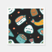 Serviette En Papier Joli motif sushi transparent sur noir (Devant)