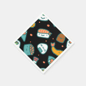 Serviette En Papier Joli motif sushi transparent sur noir (Coin)