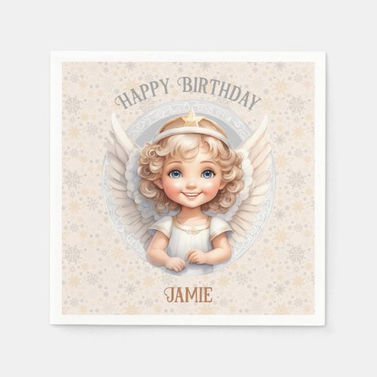 Serviette En Papier Joli Noël Angel Anniversaire Nom Papier Napkins (Devant)