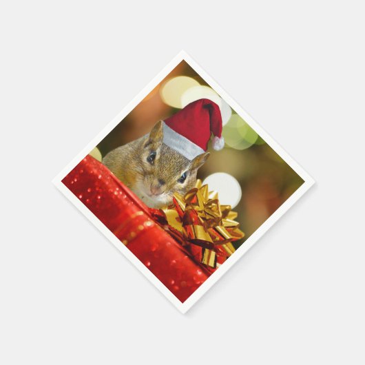 Serviette En Papier Joli Noël Chipmunk (Coin)
