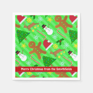Serviette En Papier Joli Noël Collage Motif de vacances