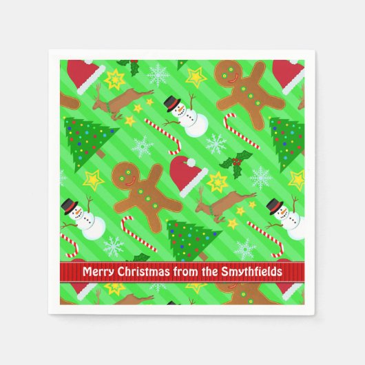 Serviette En Papier Joli Noël Collage Motif de vacances (Devant)