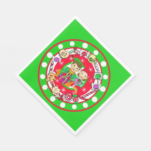 Serviette En Papier Joli Noël des elfes Whimsical (Coin)