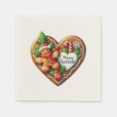 Serviette En Papier Joli Noël Gingerbread Homme Coeur (Devant)