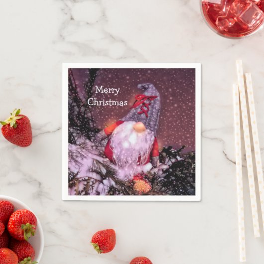 Serviette En Papier Joli Noël Gnome Arbre de Noël (En situation)