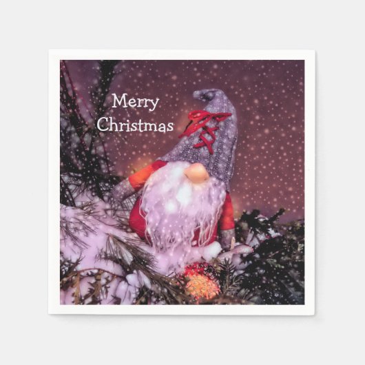 Serviette En Papier Joli Noël Gnome Arbre de Noël (Devant)