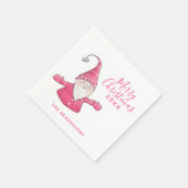 Serviette En Papier Joli Noël Gnome blanc et rose (Coin)