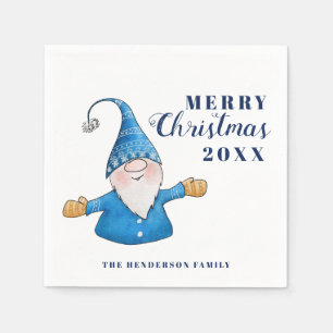 Serviette En Papier Joli Noël Gnome Bleu