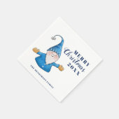 Serviette En Papier Joli Noël Gnome Bleu (Coin)