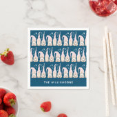 Serviette En Papier Joli Noël Gnome Famille Bleu Personnalisé (En situation)
