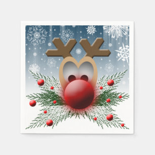 Serviette En Papier Joli Noël Reindeer Flammes de neige