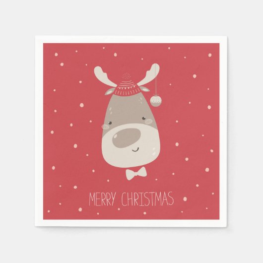 Serviette En Papier Joli Noël Reindeer moderne Vacances (Devant)