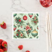 Serviette En Papier Joli Noël Rétro, Noël Floral (En situation)