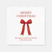 Serviette En Papier Joli Noël Rouge Bow (Devant)