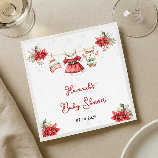 Serviette En Papier Joli Noël Sweet Père Noël bébé Baby shower fille