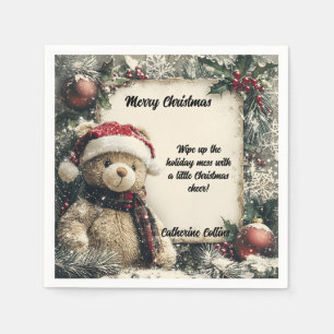 Serviette En Papier Joli Noël Teddy Bear Illustration Design