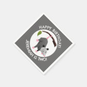 Serviette En Papier Joli opossum personnalisées dessin d'anniversaire (Coin)