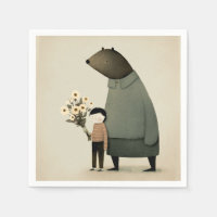 Joli ours de fée de dessin animé et garçon. Amis A