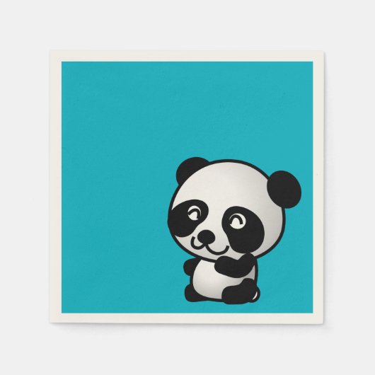 Serviette En Papier Joli ours de panda blanc et noir (Devant)