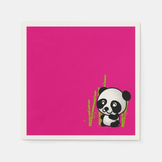Serviette En Papier Joli ours de panda noir et blanc dans une bosquet (Devant)