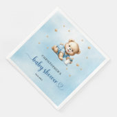 Serviette En Papier Joli ours en peluche brun bleu baby shower garçon (Coin)
