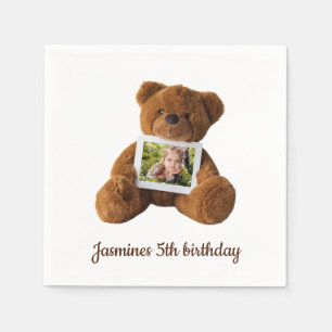 Serviette En Papier Joli ours en peluche moderne photo anniversaire