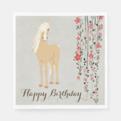 Serviette En Papier Joli Palomino Pony Flowers Cheval Joyeux Anniversa (Devant)