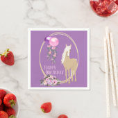Serviette En Papier Joli Palomino rose violet Fleurs Cheval Anniversai (En situation)