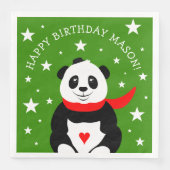 Serviette En Papier Joli Panda d'anniversaire avec Casquette Bowler & (Devant)