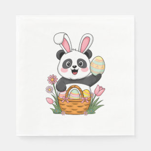 Serviette En Papier Joli Panda Lapin Lapin Lapin Pâques Panier de Pâqu