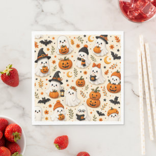 Serviette En Papier Joli papier à motif de fantôme et de citrouille po
