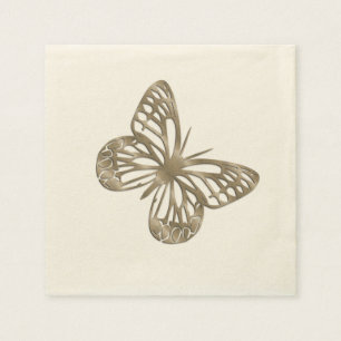 Serviette En Papier Joli Papillon Doré