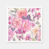 Serviette En Papier Joli papillon rose floral (Devant)