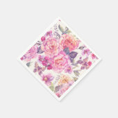 Serviette En Papier Joli papillon rose floral (Coin)