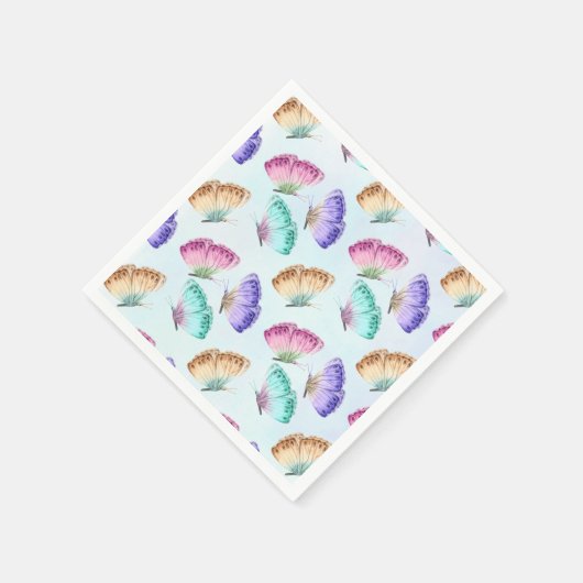 Serviette En Papier Joli Pastel Colours Motif à papillon aquarelle (Coin)