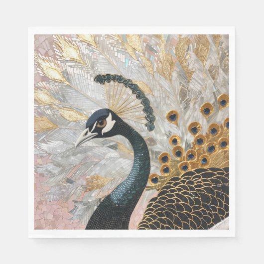 Serviette En Papier Joli Peacock Gold Noël (Devant)