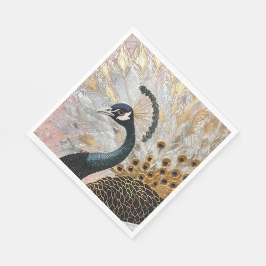 Serviette En Papier Joli Peacock Gold Noël (Coin)