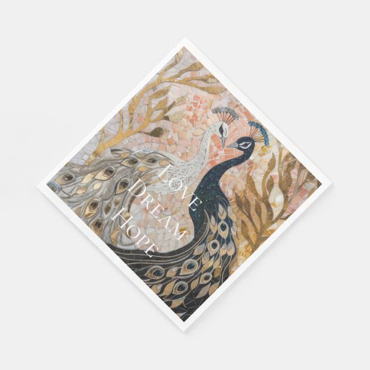 Serviette En Papier Joli Peacock Pink Gold Glam (Coin)