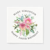 Serviette En Papier Joli Peony rose Floral 100e anniversaire (Devant)