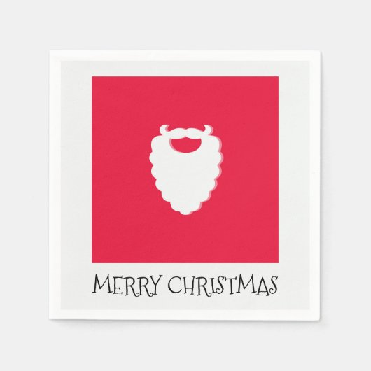Serviette En Papier Joli Père Noël Beard Rouge Joyeux Noël (Devant)