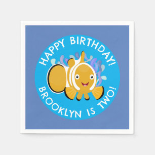 Serviette En Papier Joli poisson clown heureux anniversaire personnali