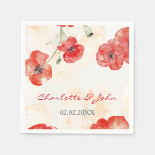 Serviette En Papier Joli Poppies rouges mariages florales