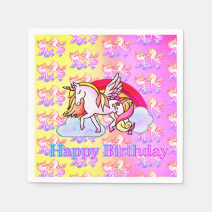 Serviette En Papier Joli Rainbow Unicorn Pegasus Pastel Magie