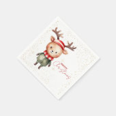 Serviette En Papier Joli renne de bois Elfe de Noël (Coin)