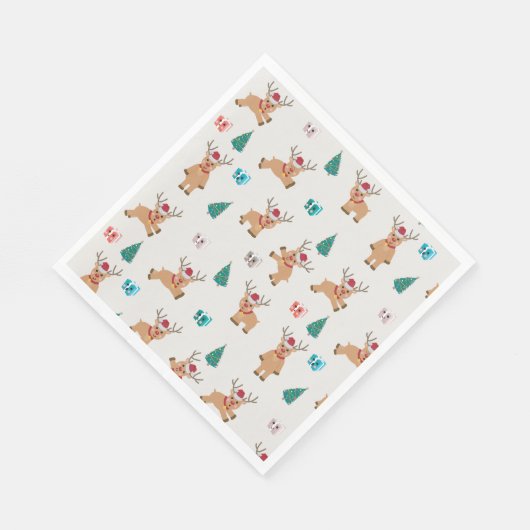 Serviette En Papier Joli renne de Noël (Coin)