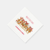 Serviette En Papier Joli Renne De Noël Qui Chante (Coin)